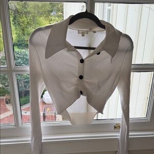 A.L.C. Ivory Ribbed Knit Cardigan